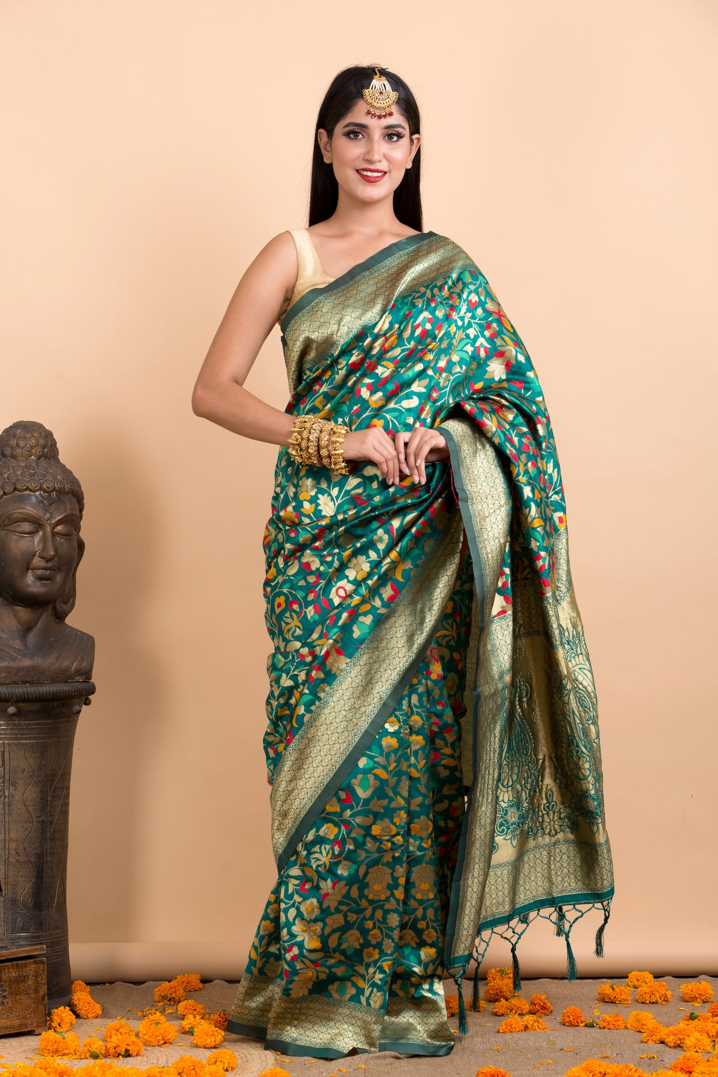 Green Bangladeshi Silk saree