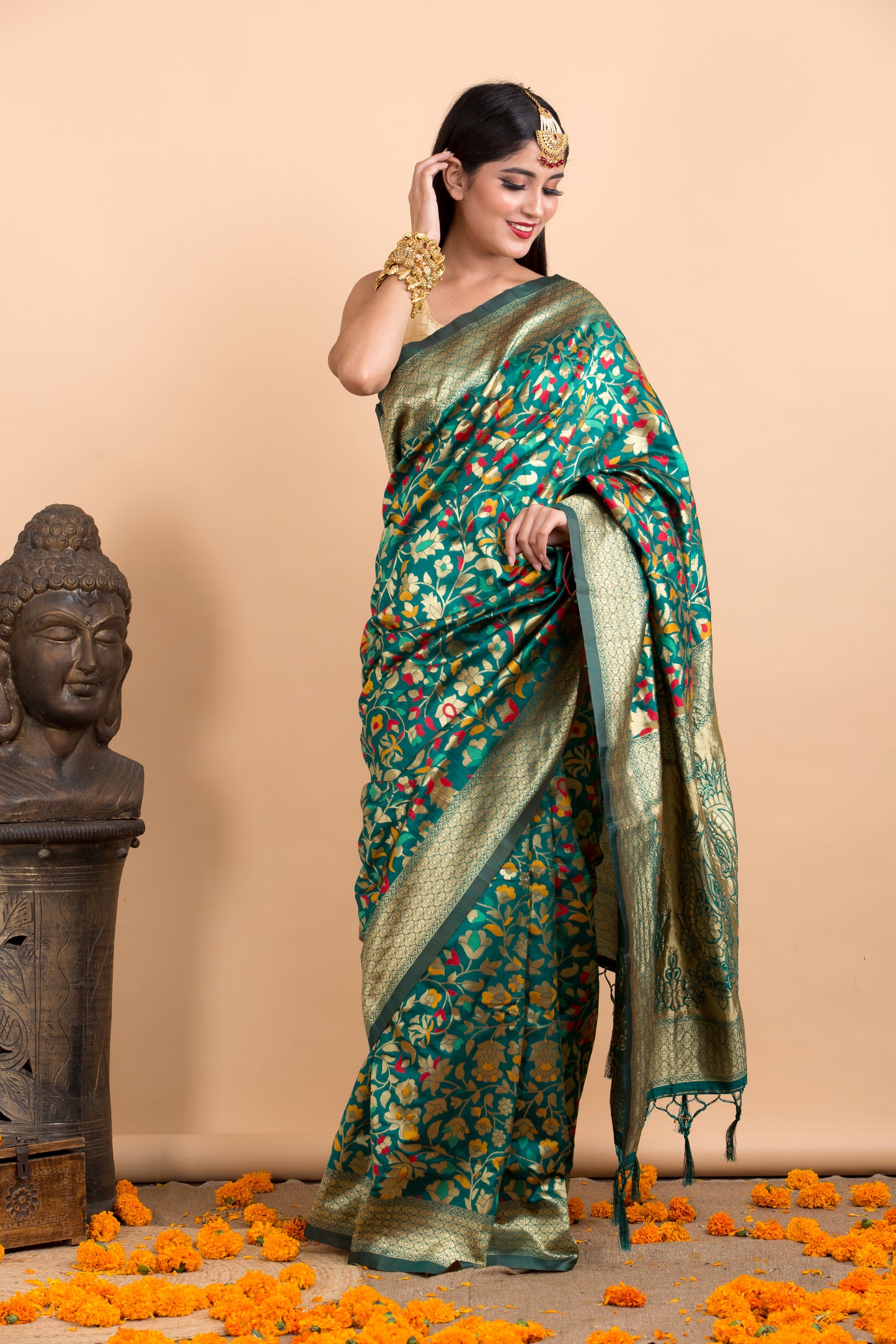 Green Bangladeshi Silk saree