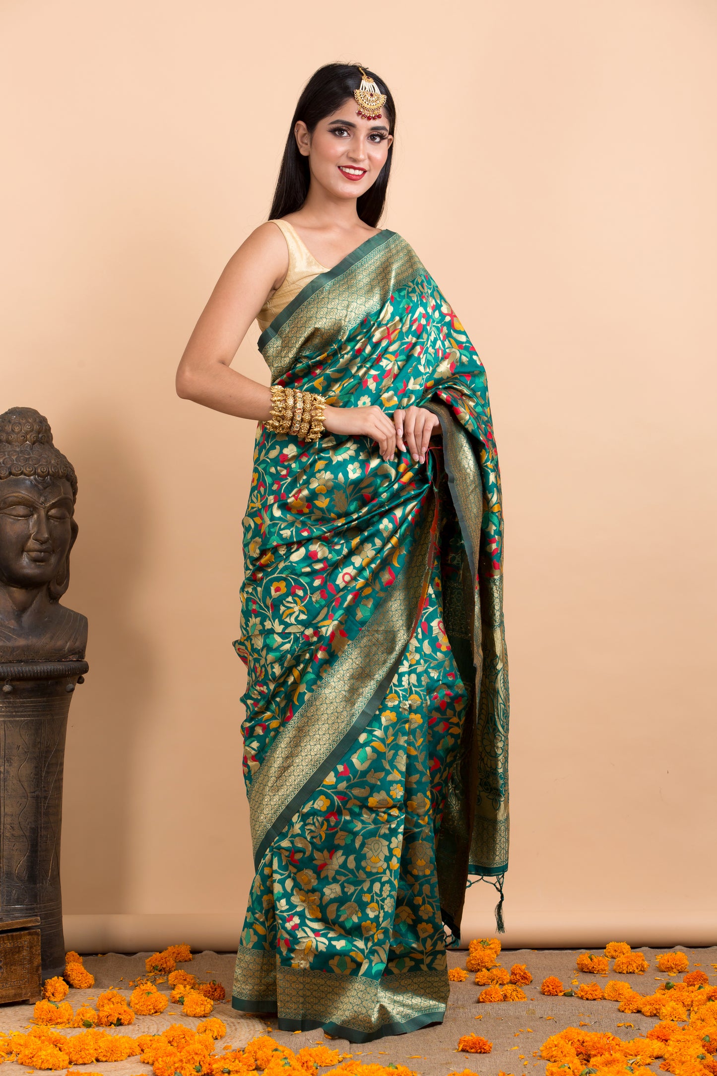 Green Bangladeshi Silk saree