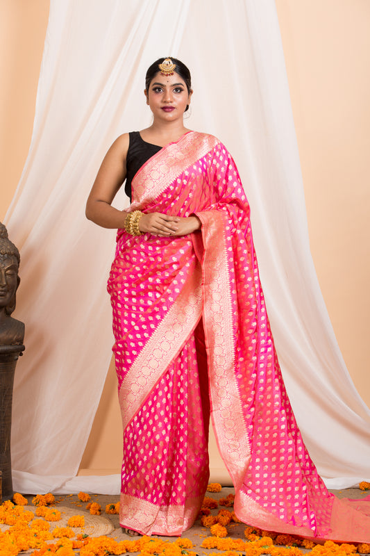 Pink banarasi Silk saree