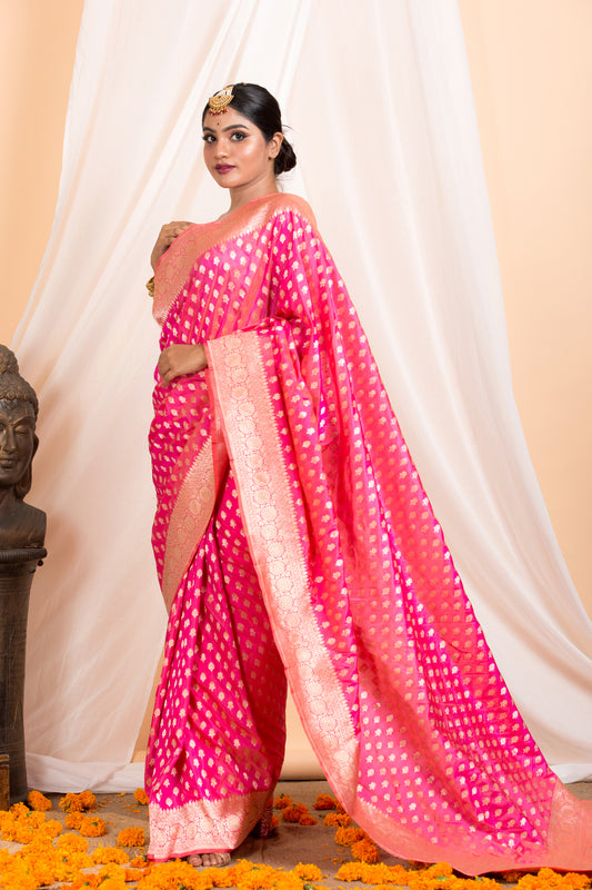 Pink banarasi Silk saree