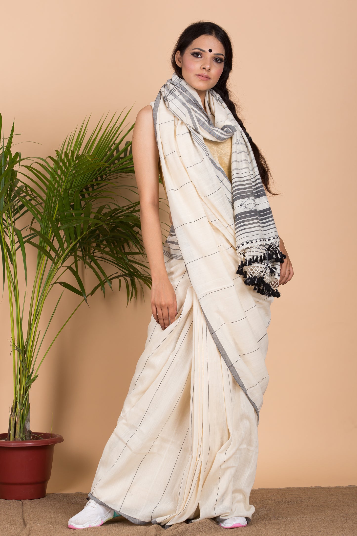 Black And White Laxmi Fine Cotton saree