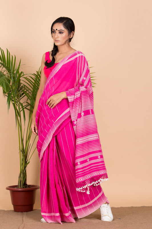 Pink Laxmi Kala Cotton Saree