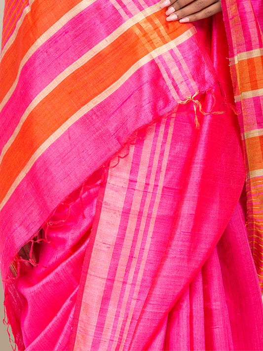 Pink Raw Silk Saree