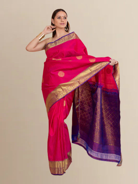 Pink With blue Kanjivaram Saree