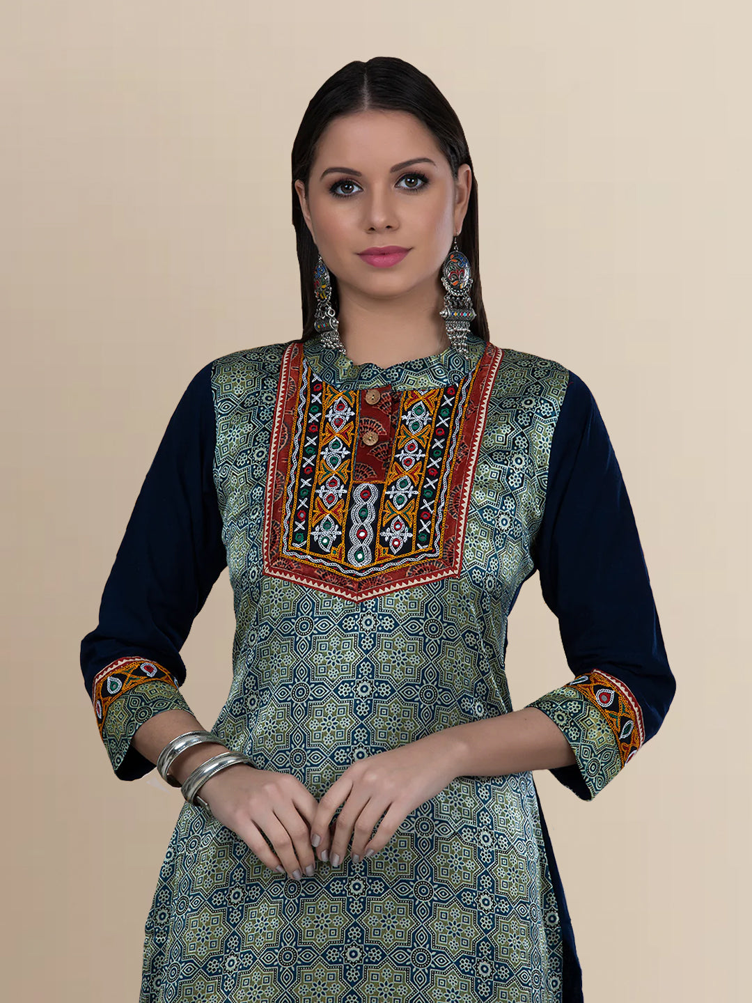 Modal Silk Ajrak Print Kurta