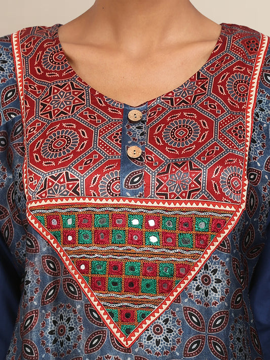 Modal Silk Ajrakh Print Kurta