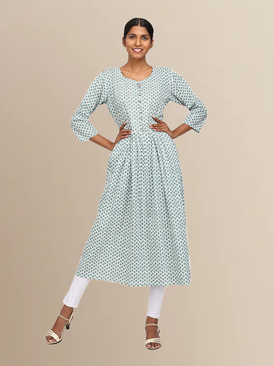 Floral Print Cotton Anarkali  Kurta