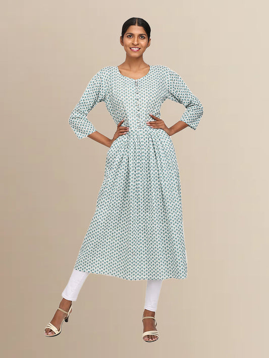 Floral Print Cotton Anarkali  Kurta