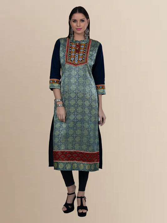 Modal Silk Ajrak Print Kurta