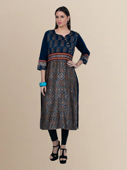 Modal Silk Ajrakh Print Kurta