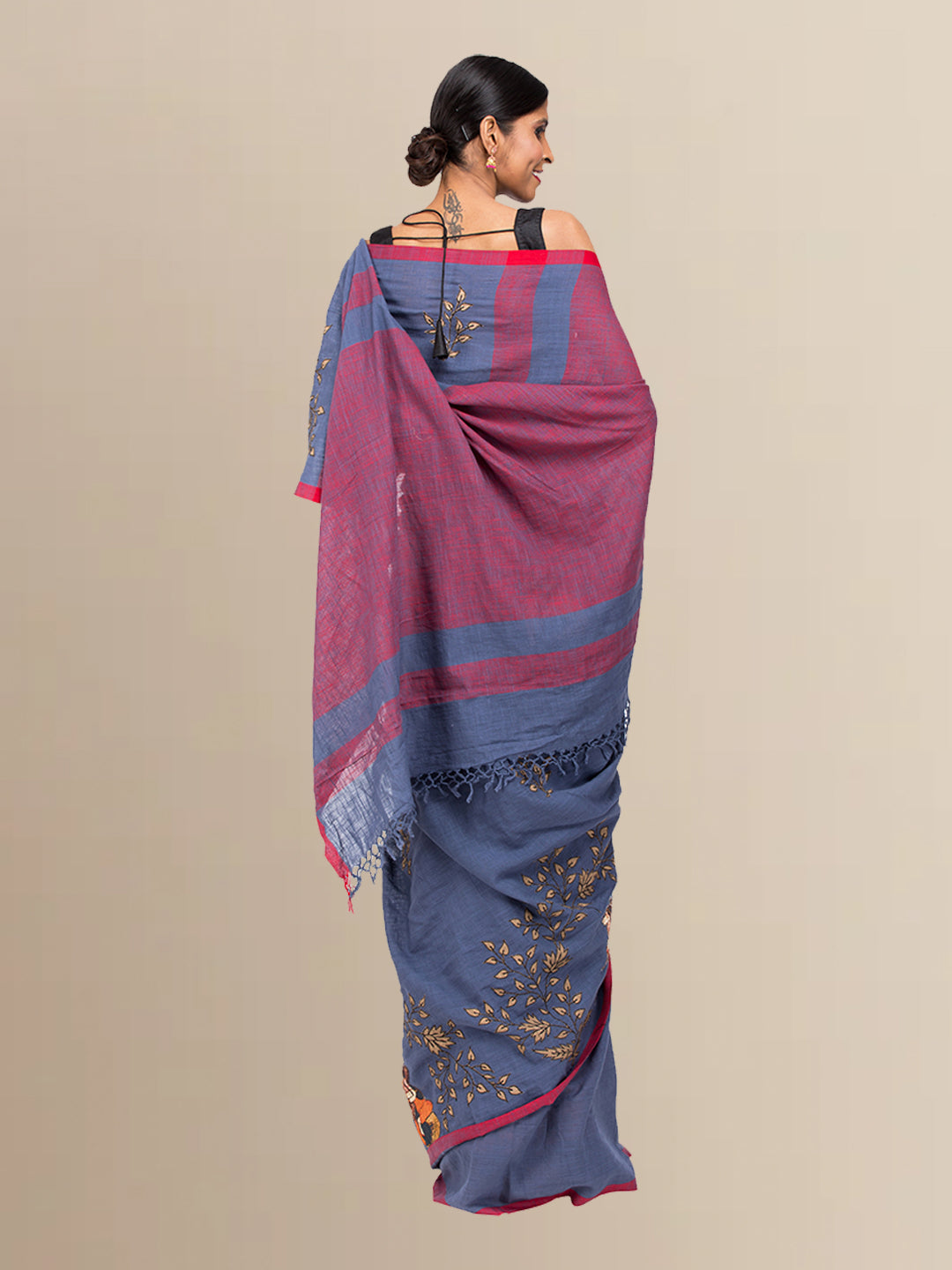 Light Blue Cotton embroidered Saree