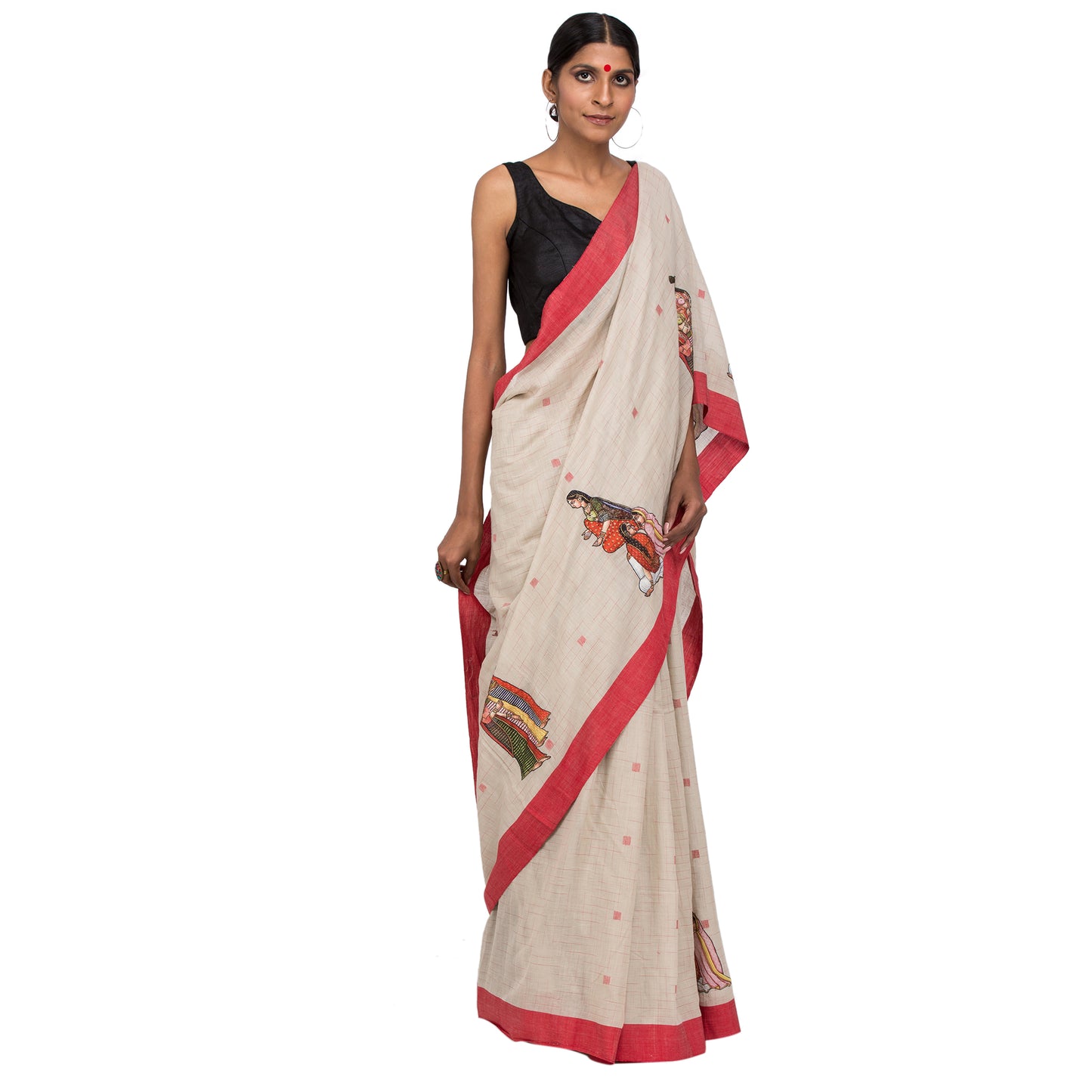 Cotton Hand Embroidered Saree