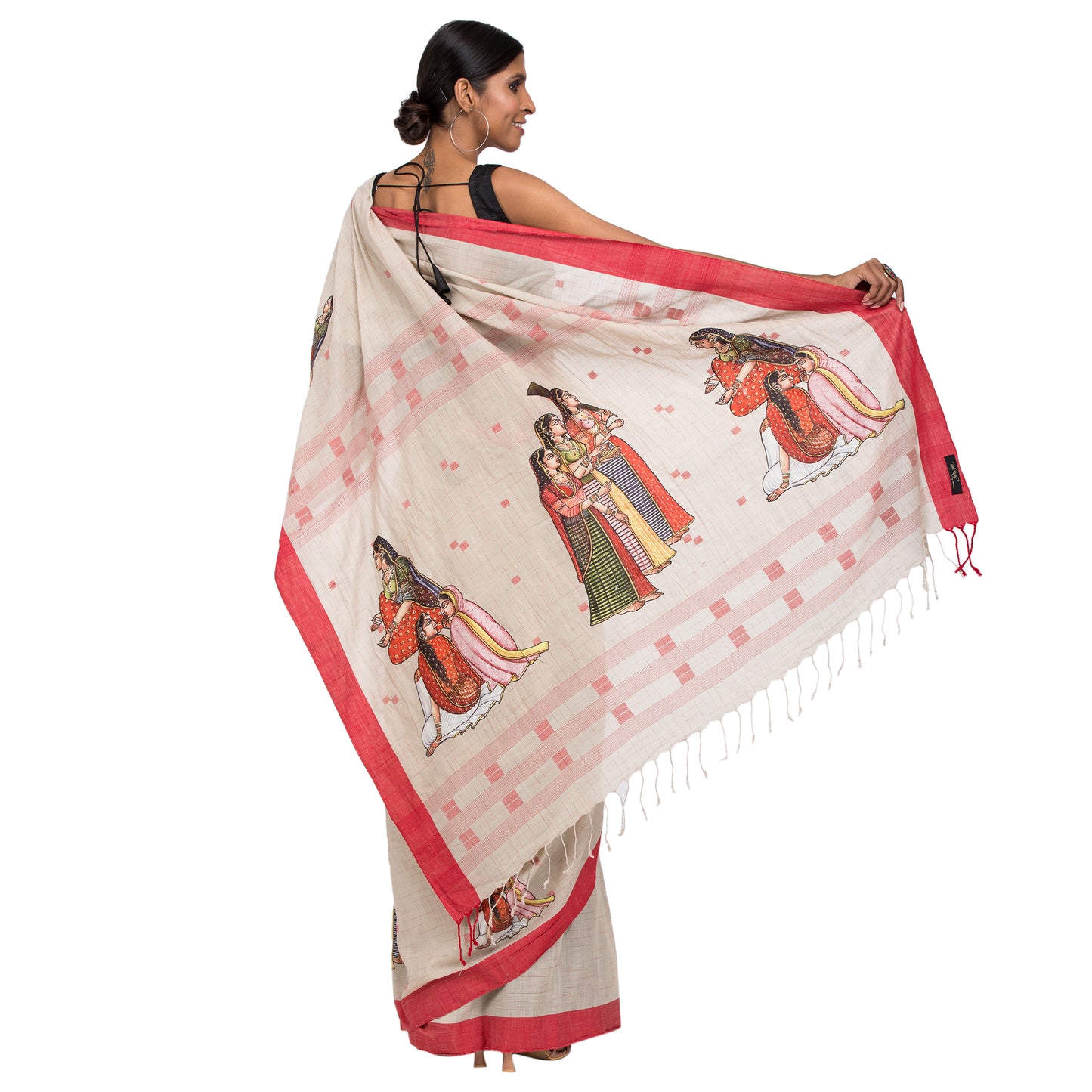 Cotton Hand Embroidered Saree