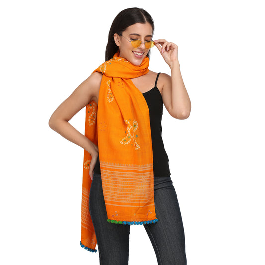 Orange Bhujodi Hand Woven Shawl