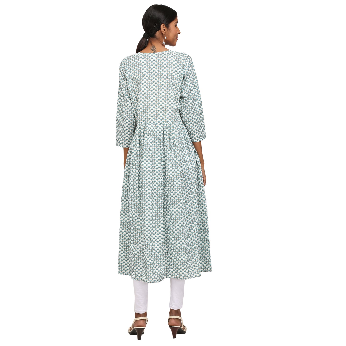 Floral Print Cotton Anarkali  Kurta