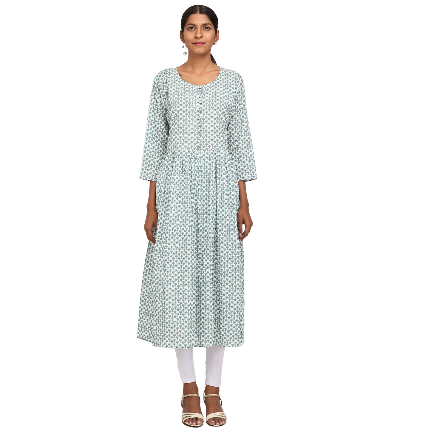 Floral Print Cotton Anarkali  Kurta