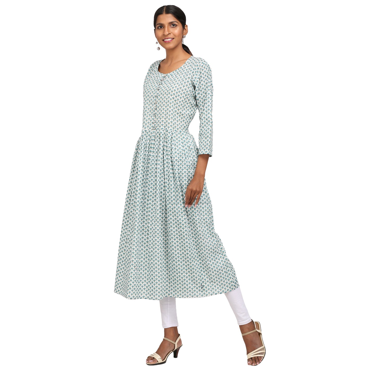 Floral Print Cotton Anarkali  Kurta