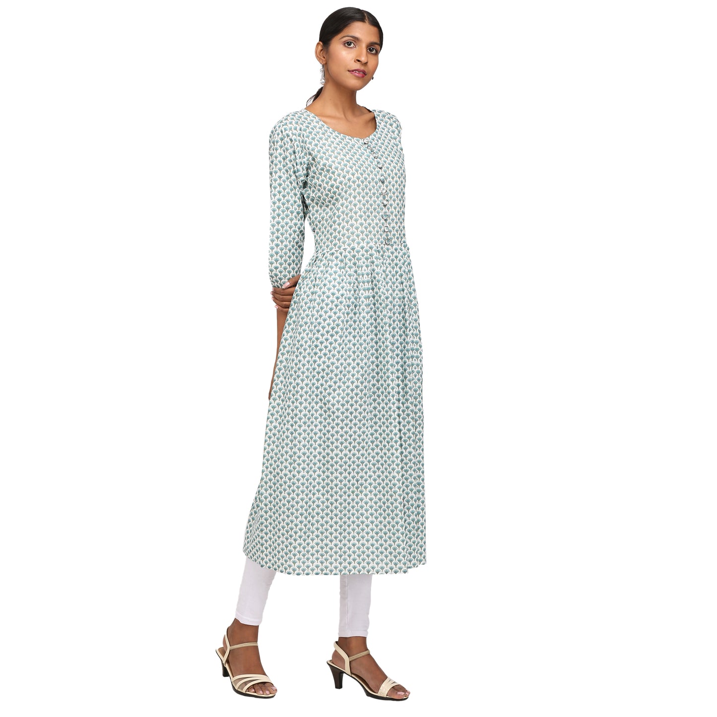 Floral Print Cotton Anarkali  Kurta