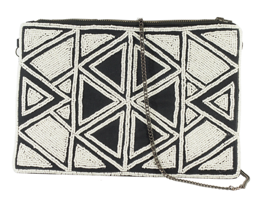 Black and White  handicraft Clutch