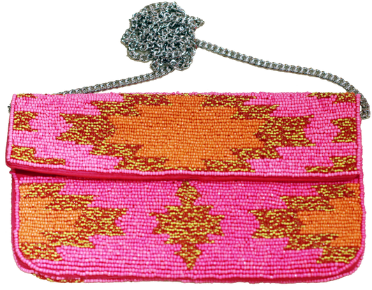 Pink Multicoloured HandiCraft Clutch