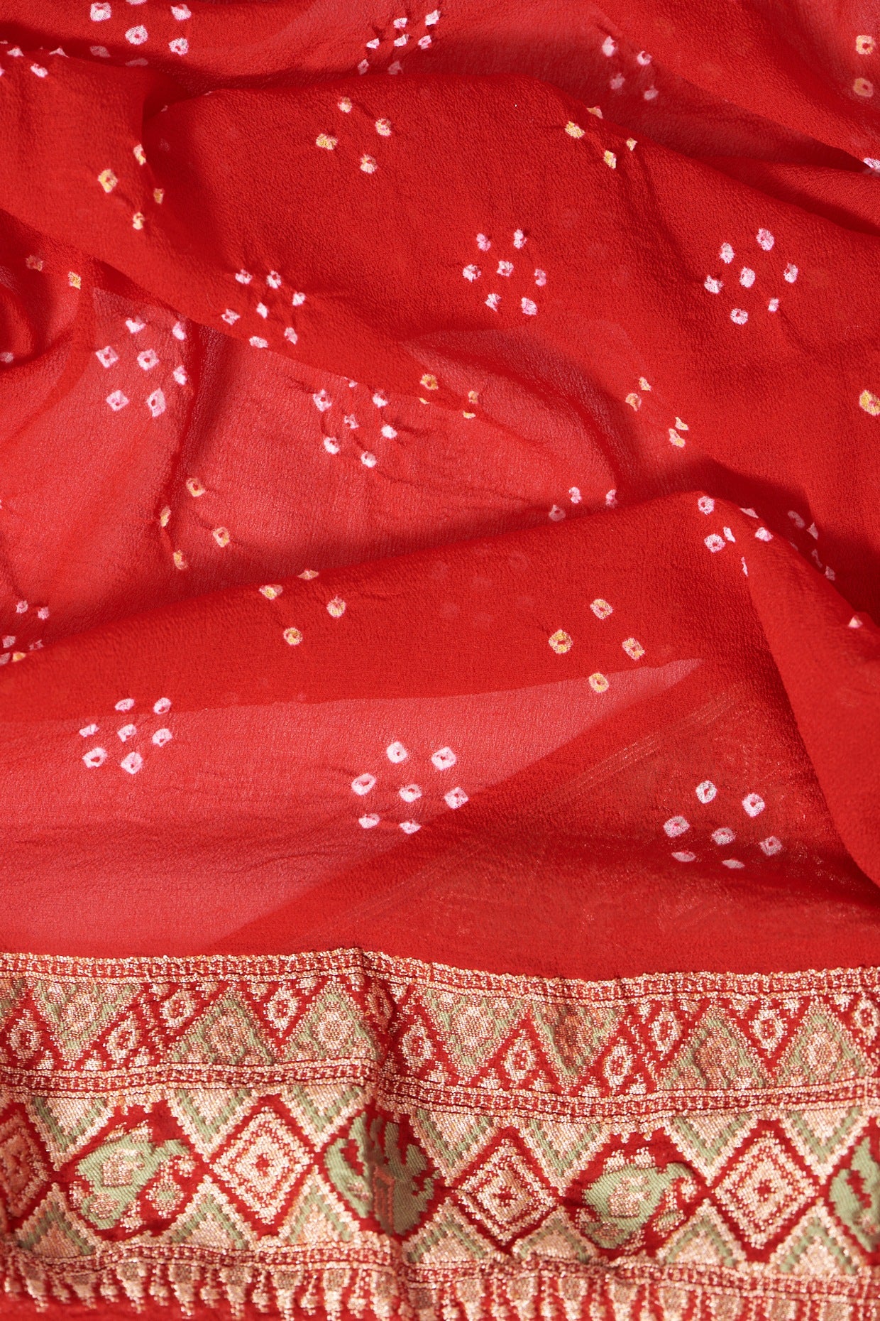 Dark Pink Chiffon Bandhej Saree