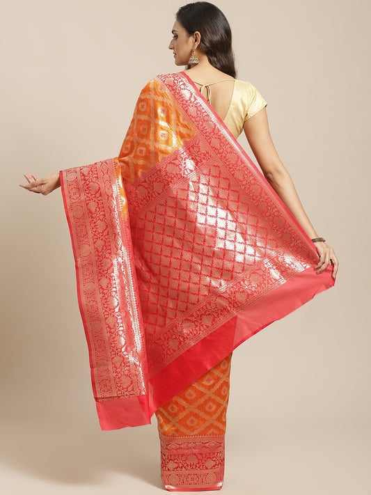 Orange Banarasi Saree