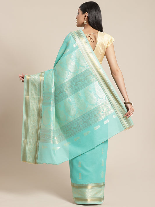 Light Green Cotton Silk Saree