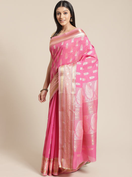 Light Pink Cotton Silk Saree.
