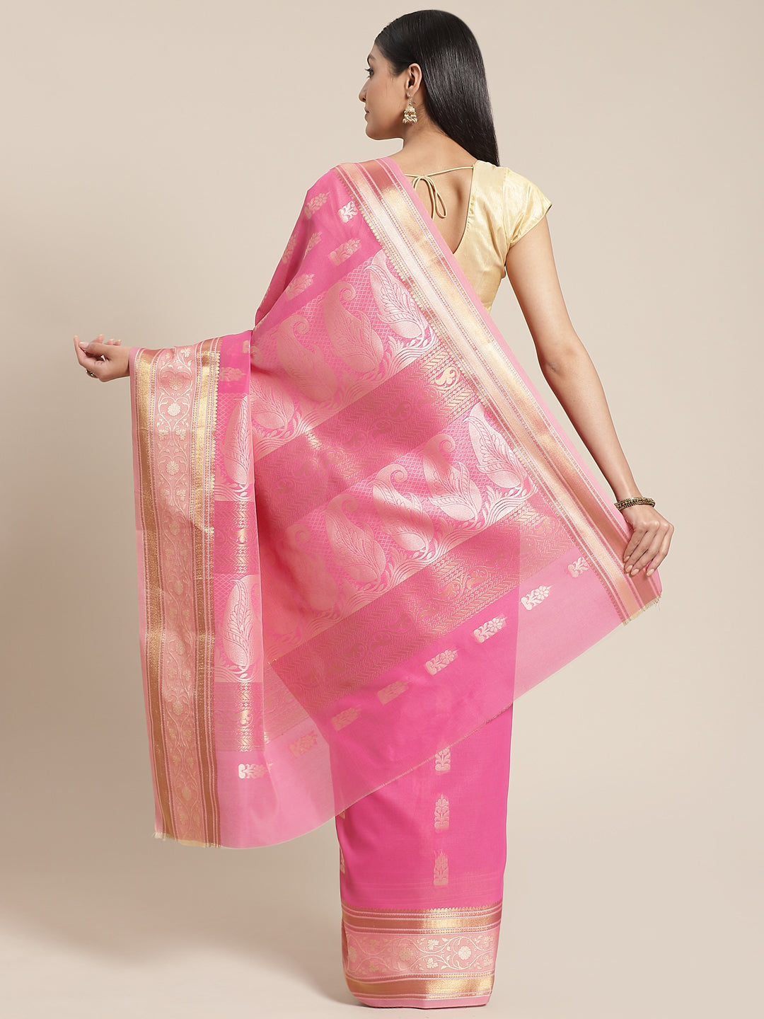 Light Pink Cotton Silk Saree.