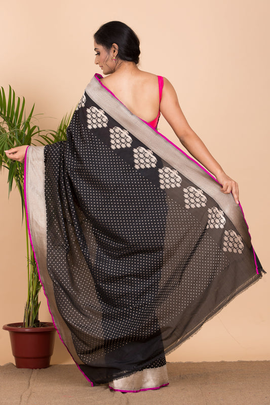 Black Banarasi Silk Saree