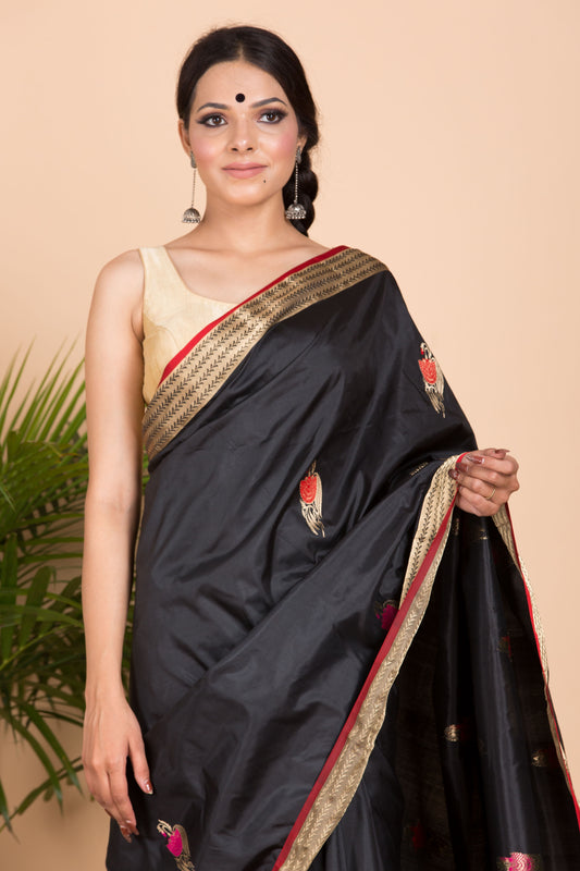 Black Banarasi Silk Saree