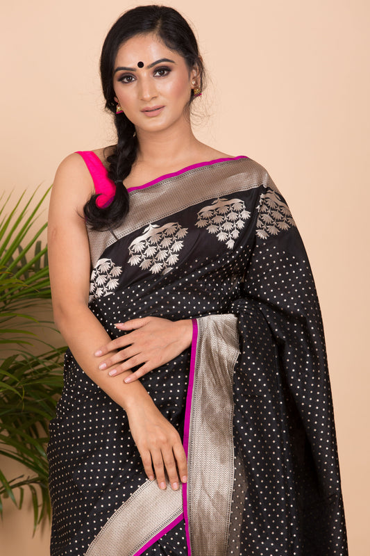 Black Banarasi Silk Saree