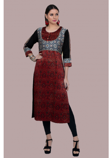 Modal Silk Ajrakh Print Kurta