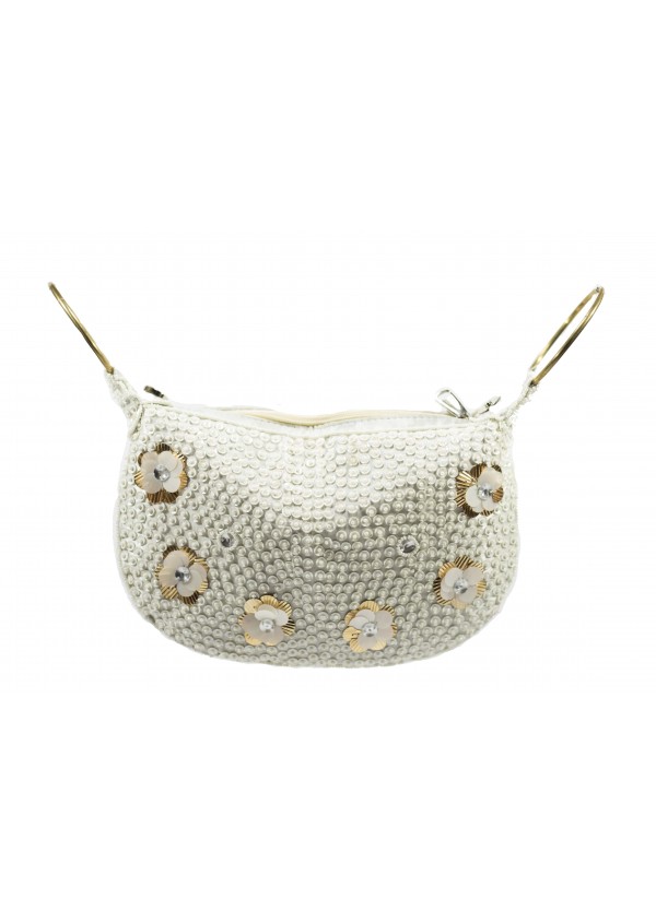 White handicraft Floral Canvas Potali