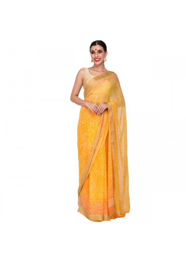 Yellow Chiffon Saree