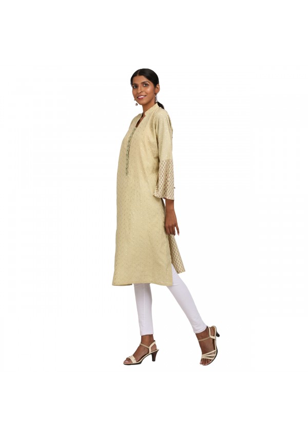 Light Green Embroidered Cotton Kurta