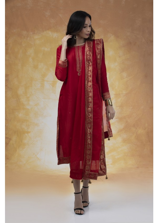 Upara Silk Plain Semi Stitched Suit	