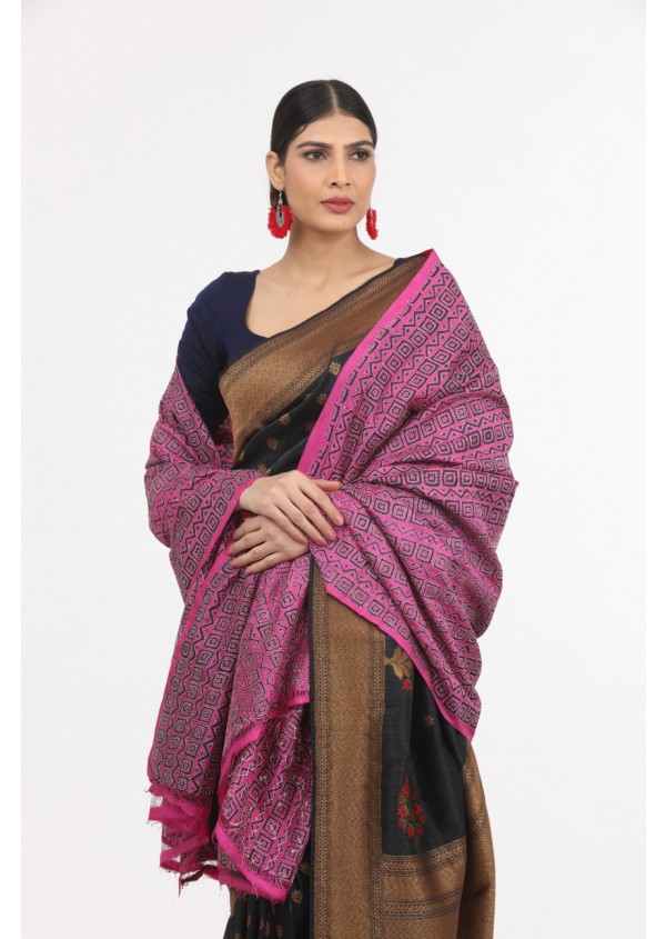 Pink Kantha work Dupatta