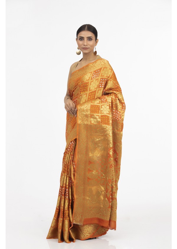 Orange Gharchola Saree