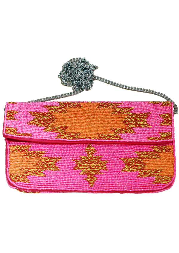 Pink Multicoloured HandiCraft Clutch