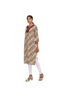 Beige Block Print Kurta