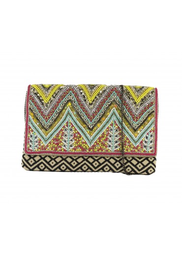 Multi-Coloured Embroidered Handicraft Clutch