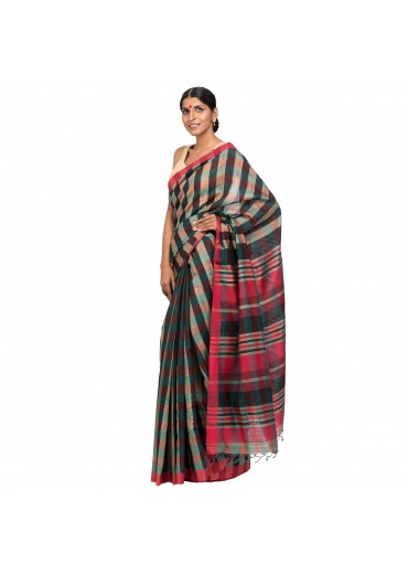 Green Tussar Cotton Banarasi Saree