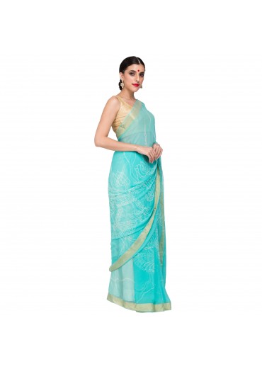 Sky Blue Chiffon saree