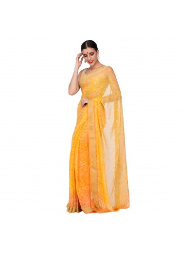 Yellow Chiffon Saree