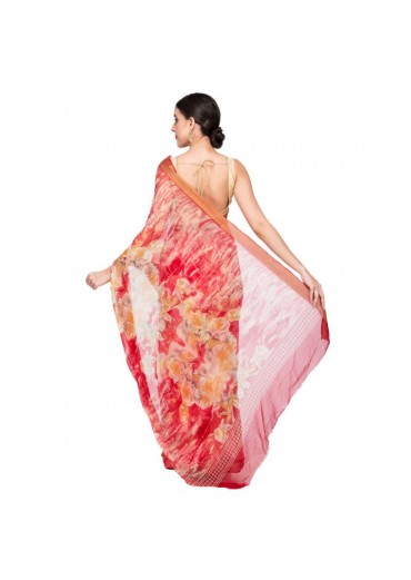 Red Chiffon Saree
