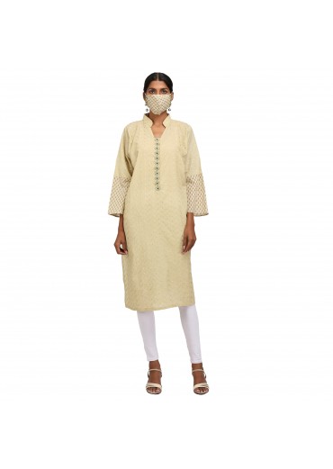 Light Green Embroidered Cotton Kurta