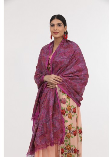 Magenta Kantha work Dupatta