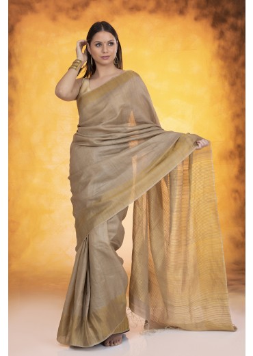 Beige Kosa Silk Saree
